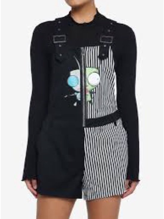 Hot Topic Pants - Nickelodeon Invader Zim HOT TOPIC Shortalls Overall Romper Y2K Zip Size M